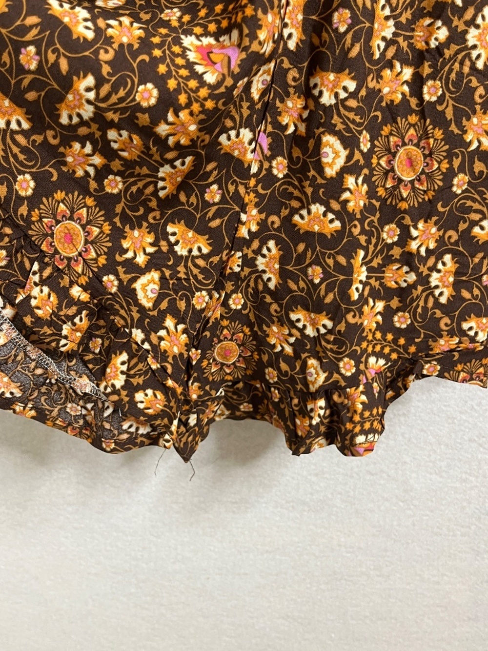 Boho Beach Hut Romper Medium Brown Floral Boho Long Sleeve Festival Playsuit - Picture 5 of 5